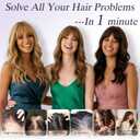 Hair Topper Big Base 360 3D Hair Toppers for Women with Thinning Hair 20 Inches Long Wave Clip in Hair Pieces with French Bangs Synthetic Fiber 7x7 Inches for Daily Party Used