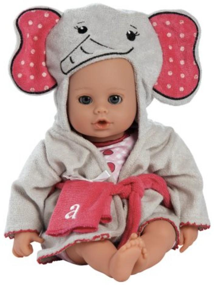 ADORA Bath Time Babies Collection, 13" Baby Doll and Clothes Set, Made with Fresh Powder Scent and Exclusive QuickDri Vinyl Body, Birthday Gift for Ages 1+ - Elephant