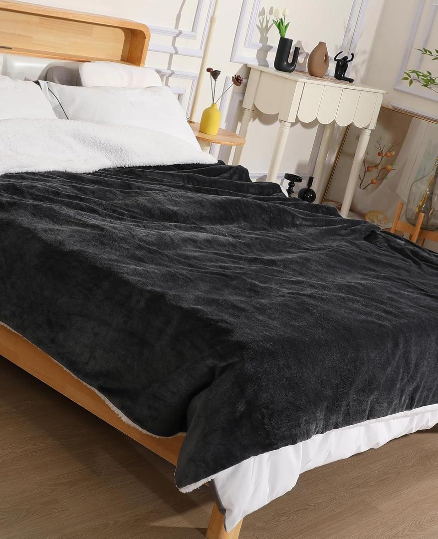 Electric Blanket Twin - Soft Flannel Heated Blanket Twin Size 62x84 inches, Ultra Soft Fast Heating with 2-10 Timer Settings & 9 Heat Settings, Warm Gift for Grandma, Dark Gray