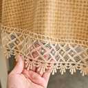 LIBERECOO Round Tablecloth, Waterproof Vinyl Tablecloth with Flannel Backing, Plain Weaves Pattern Wipeable & Reusable Plastic Table Cloth with Lace Trim, Ideal for Kitchen and Dining Room, 70 Inch