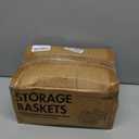 5 Pack Small Woven Storage Baskets for Shelves, Cotton Rope Baskets Organizer for Bathroom, Closet & Nursery, Decorative Storage Bins for Organizing Socks, Toys, 11.8"x7.9"x4.7", Khaki/White