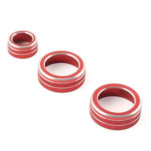 Cnonee1 Car Conditioning Bezel Knob Button Covers, 3 PCS Volume Control Pushbutton Switches Sound Switch Trim Rings Covers for Honda CRV 2017 2018 2019 2020 2021 2022, Red