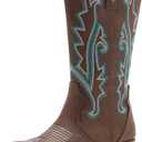 Girls Kids Western Boots Embroidered Cowgirl Cowboy Boots Girls Mid Calf Riding Shoes Little Kid/Big Kid (3 Little Kid, Brown)