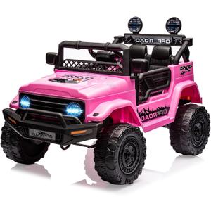 Garvee 12V Kids Ride On Truck Car with Remote Control - Electric Ride On Toys for Toddlers, Spring Suspension, 3 Speeds, LED Lights, Bluetooth Music & Parent Safety Brake