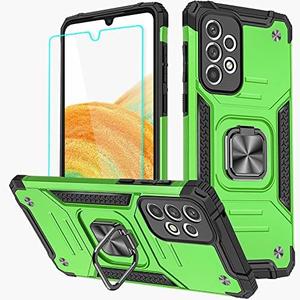 HNHYGETE Samsung A33 5G Case, Galaxy A33 5G Case, with HD Screen Protector, 360°Military Grade Rotatable Kickstand (Heavy Duty) Shockproof Protective Fit Cases for Samsung Galaxy A33 5G (Green)