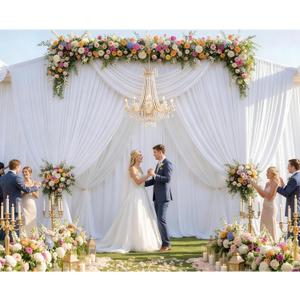 50ft x 15ft Long Backdrop Curtains for Wedding Parties, Wrinkle Free Polyester 10 Panels 15ft Long Photo Backdrop Drapes Back Drop Cloth Drapery for Birthday Photography Background Curtain, 5ftx15ft_10 Panels
