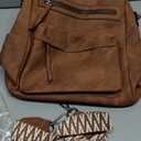 Backpack Purse for Women, PU Leather Back pack Purse, Multiple Pockets Waterproof with Adjustable Straps, Women Backpack for Daily Work Travel, Brown