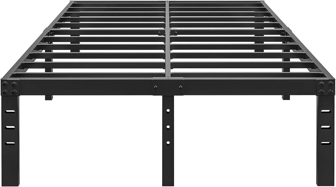 ALDRICH 14 Inch Metal Bed Frame Queen Size - Double Black Basic Steel Slats Platform, Easy Assembly Heavy Duty Noise Free Bedframes, No Box Spring Needed