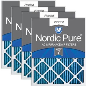 Nordic Pure 20x20x1 (Actual Size: 19 1/2 x 19 1/2 x 3/4) Pleated MERV 7 Air Filters 4 Pack