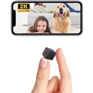 2K Mini Spy Cam Hidden Camera for Home Security Small Nanny Cam with Phone App WiFi Remote Monitor Room Video Recorder, Night Vision, Motion Detection
