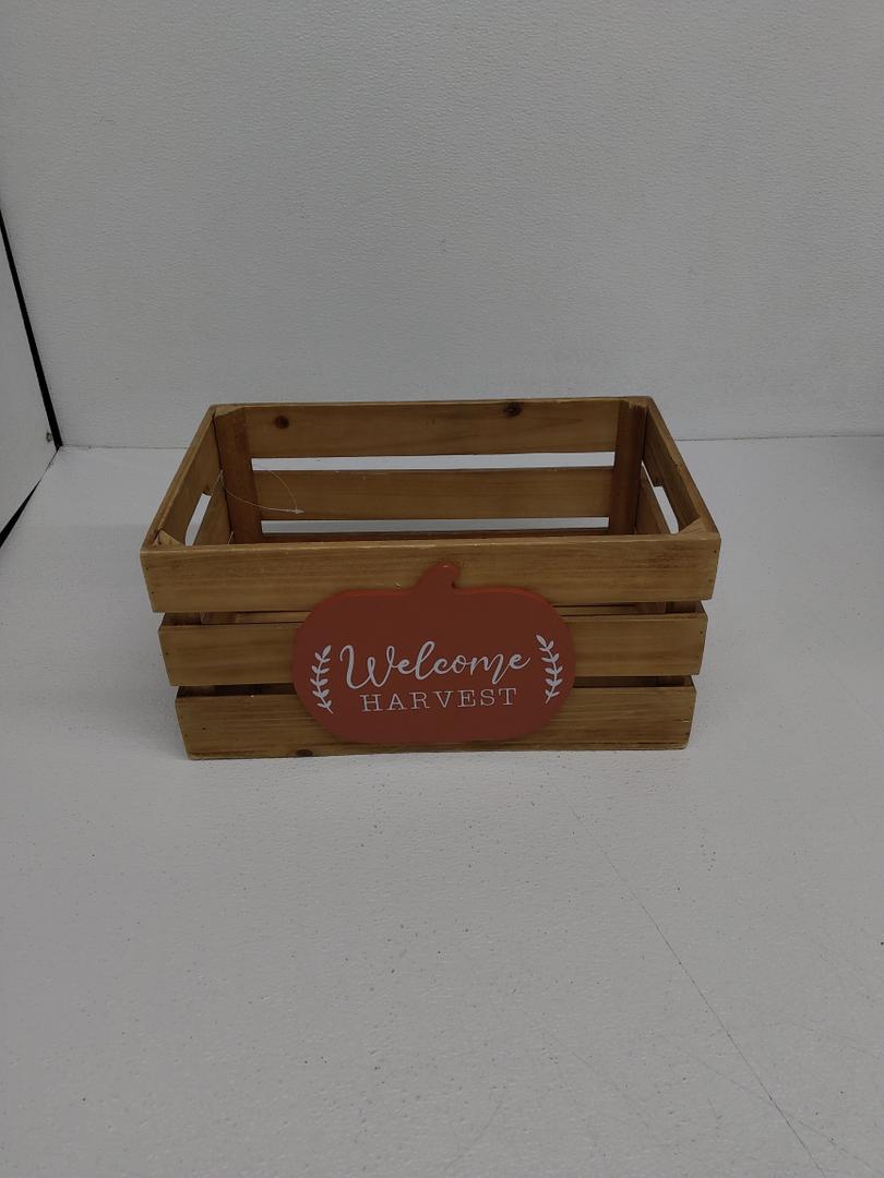 Napco Rustic Farmhouse Rectangular Planter with Metal Teal Pumpkin Accent Wooden Box Style Pot for Fall & Halloween Decor - Indoor/Outdoor