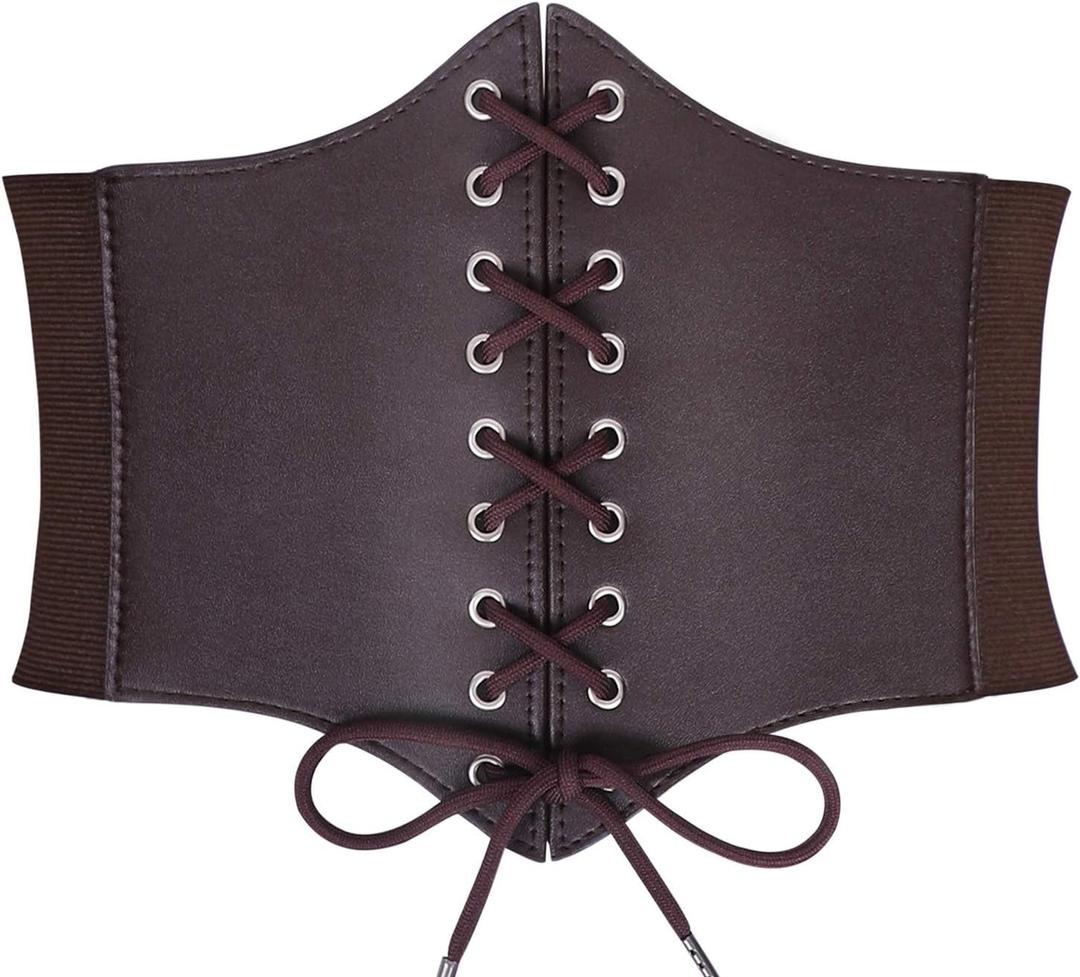 XZQTIVE Black Corset Waist Belt for Women, Wide Elastic Tie Waspie Belt for Dresses 4.7inch, Size: Fit Waist 36-40in