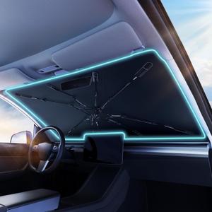 Windshield Sun Shade Umbrella for Car - [Vinyl Coating Heat Shield] Protect Car from Sun Rays & Heat Damage Keep Cool and Protect Interior Large (61" L x 35" W)