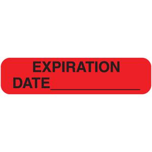 2 Pack 1-Y "Expiration Date" Permanent Paper Label, 1 9/16" x 3/8", Red, Pack of 1000
