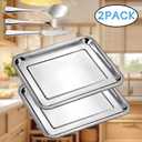 Stainless Steel Baking Sheet Pan Set of 2,11.6 x 15.6 inch Nonstick Bakeware Baking Sheet Toaster Oven Tray Pans Heavy Duty Cookie Sheets for Baking,Roasting,Kitchen