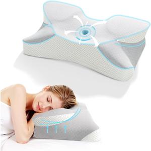 Cervical Neck Pillow for Sleeping - Memory Foam Pillows for Neck and Shoulder Pain, Cooling Side Sleeper Pillow with Ergonomic Contour & Orthopedic Support, for Side Back Stomach Sleepers