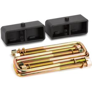 dynofit 3 inch Rear Lift Blocks for Silverado 1500 Sierra 1500, Rear Leveling Block Kit Compatible with 2007-2024 Chevy Silverado 1500, GMC Sierra 1500 2WD 4WD, Lift Block Square Leaf Spring Ubolt Kit