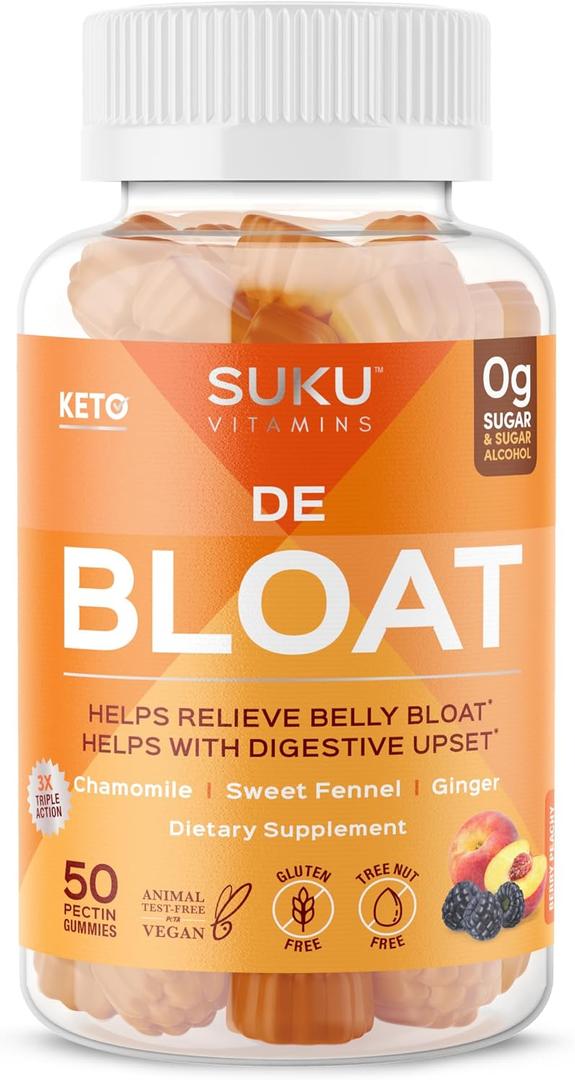 SUKU Vitamins Debloat Digestive Gummies 50 Counts - Gut Health, Gas Relief, Infused with Ginger - Chamomile, Sweet Fennel, Gluten-Free & Keto Gummy Vitamins - Perfect for Bloating & Digestive Comfort