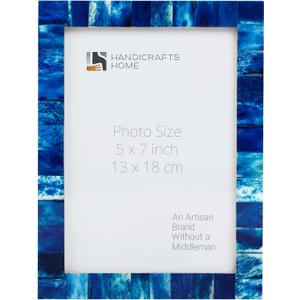 Handicrafts Home 5x7 Navy Blue Picture Frame  Handmade Photo Frame for Home Decor, Coastal Wall Decor, Modern Decor, Christmas & Winter Decor, Rustic Bone Inlay Frames Farmhouse Shelf & Living Room