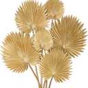 DILATATA 6 Pcs Pu Foam Artificial Gold Palm Leaves Faux Palm Tropical Leaves Fake Palm Fronds for DIY Wedding Bouquets Fake Leaves for Centerpieces Arrangements Palm Leaf for Party Home Decorations