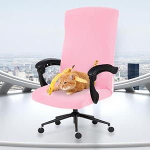 Elastic Computer Chair Cover with Durable Zipper - Protective Removable Washable Universal Office Desk Chair Seat Slip Cover - Stretchy Soft Anti-dust Desk Chair Seat Protector for Dogs, Cats, Pets (Pink)