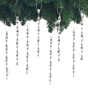 AMS Christmas Tree Ornaments 24PCS Aluminum Twisted Icicles Ornament Set for Christmas Tree New Year Party Decorations Supplies(Shiny 7",Silver)