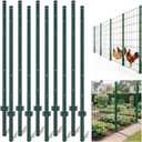AMAGABELI GARDEN & HOME Fence Posts 3Feet 10Pack Sturdy Heavy Duty Metal Fence Post with U-Channel Steel Fence U-Post Coated Green Poles Support for Chicken Wire Fence Garden Patch Posts (3ft)