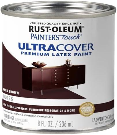 Rust-Oleum 1977730 Painter's Touch Latex Enamel Paint, Half Pint, Gloss Kona Brown, 8 Fl Oz (Pack of 2) Rust-Oleum 1977730 Painter's Touch Latex Enamel Paint, Half Pint, Gloss Kona Brown, 8 Fl Oz (Pack of 2)