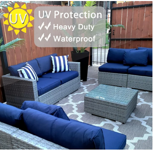 Patio Cushion Covers Replacement 24x24x4 inch 6 Pack Patio Furniture Cushion Seat Cover Waterproof Washable Sofa Couch Chair Slipcover Furniture Protector for Indoor Outdoor, Blue
