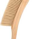 Wooden Hand Whisk Broom Dust Brush with Curved Wood Handle Soft Bristle Bench Brush Household Cleaning Brush for Counter Bed Sofa Car Fireplace Clothes (Beige-Curved Handle)