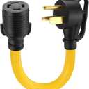 Tellegloww NEMA 6-50P to L14-30R 1 FT 30 Amp Welder Adapter Cord, 3 Prong 50amp Welding Outlet to 4 Prong 30amp Generator Locking Plug, Generator to Welder Adapter STW 10 AWG, ETL Listed