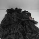 Halloween Women Black Gothic Tulle Cosplay Dress Party Ruffle Layered Prom Dance Costume Belt Necklace (XX-Large)