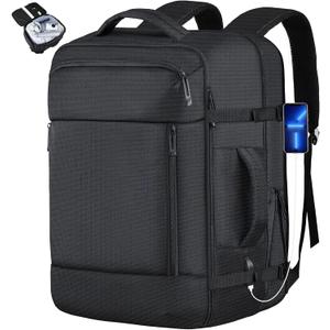 TOTWO Travel Backpack, Extra Large Backpack, Carry On Backpack, 52L Expandable Flight Approved Suitcase Luggage Water Resistant Daypack Weekender Bag Fits 17 Inch Laptop, Travel Gifts for Men, Black
