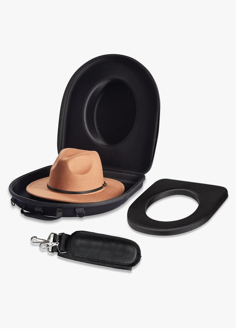 MOSLA Hat Box Travel Fedora Case Universal Size Hat Carrier Storage Case Easily Straps to Suitcase or Carried on Shoulders,Travelling Boxes Gift Idea for Men