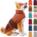 KYEESE Dog Coat Soft Pet Sweater for Cold Weather Warm Pet Winter Puffer Coat with Leash Hole Thick Pets Clothes with Pocket Waterproof Dogs Jacket with Fleece Lined Windproof Dog Coats for Small Dogs (Large, 09# Brown)