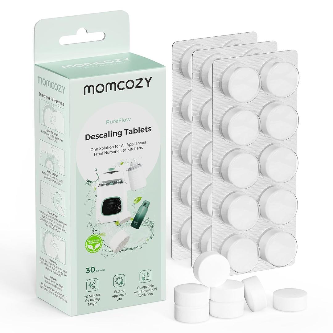 Momcozy Official Descaling Tablets, Compatible KleanPal Pro Baby Bottle Washer, Descaler for Milk & Limescale Removal, 30 Count