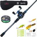 Sougayilang Fishing Rod and Reel Combo, Telescopic Casting Rod Baitcasting Reel with Carrier Bag Baitcaster Combo for Freshwater Saltwater, Size: 6ft with Left Handle