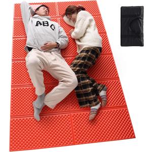 Camping Foam Sleeping Pad Lightweight Closed Cell Folding Camping Mat Moisture-Proof Cam Orange, Size: Double
