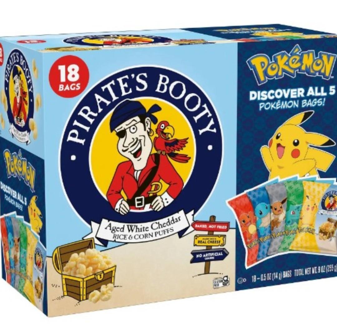 Pack of 3, Pirate's Booty Aged Chips White Cheddar Puffs Snack Multipack Pokemon - 9oz/18ct, BBD 01/26/26
