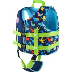 Pottwal Swim Vest for Kids - Swim Jacket for 1-2 Years (24-33LBS) - Buoyancy Aid Made of Neoprene & EPE - with Adjustable Crotch Strap (Large, Purplish Blue)