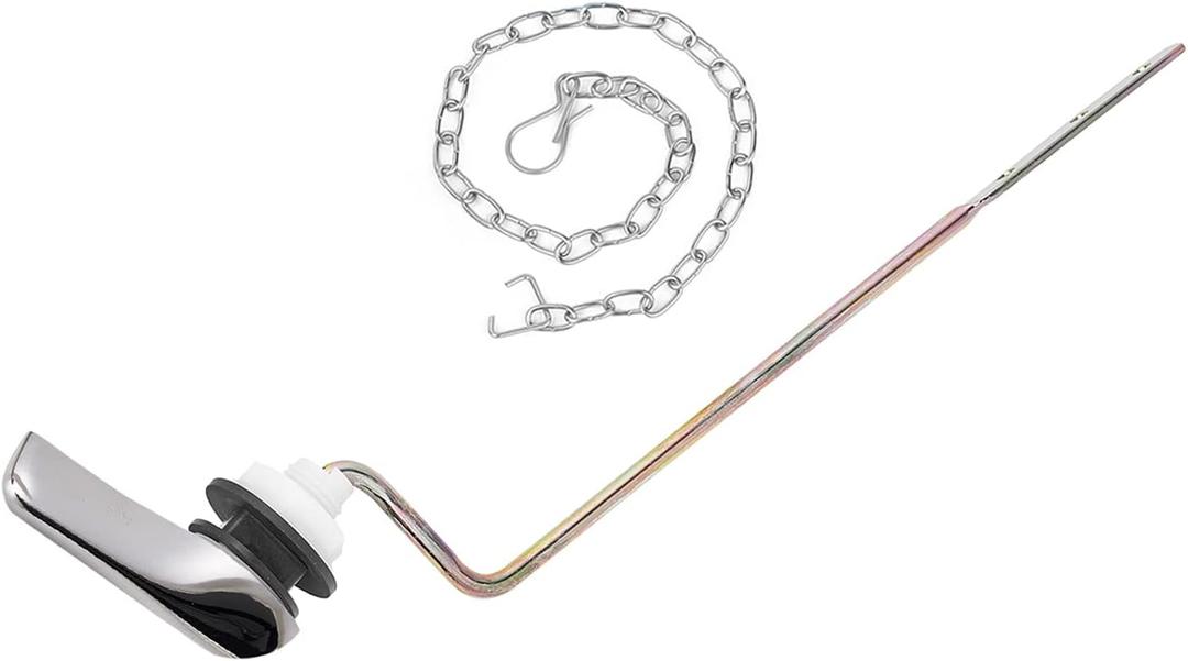Toilet Handle Replacement Kit, Chrome Finish Toilet Trip Levers with Seal Gasket and Nut, with Stainless Steel Flapper Chains, Universal Replacement for Most Toilets (Side Mount #1)