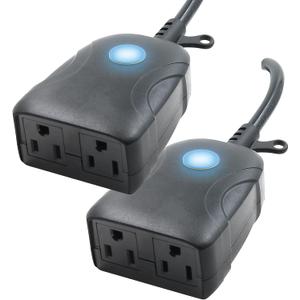 Prime Smart WiFi Outdoor Outlet - 2 Pack, Black