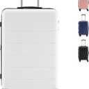 28 Inch Checked Luggage, Lightweight Expandable Hard Shell ABS Suitcase, Rolling Travel Suit Case with TSA Lock and Quiet Double Spinner Wheels for Travel, White