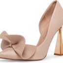 Betsey Johnson Women's Nobble Bow D'Orsay Heels (6.5, Champagne)