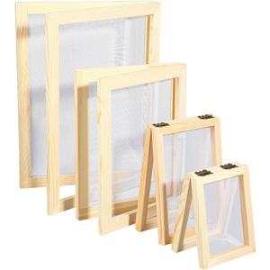 4 Sizes (A4, A5, A6 & A7) 2 in 1 Wooden Paper Making Screen, Paper Making Mould, Wooden Paper Making Frame for DIY Paper Crafts