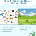 Animals Habitat 500+ Kids Sticker Book, 12" x 9.25"Toddler Airplane Travel Activity Coloring and Sticker Book, Road Trip Essentials, 12 Coloring Pages + 12 Scenes, Sticker Books for Toddlers Ages 28 Years