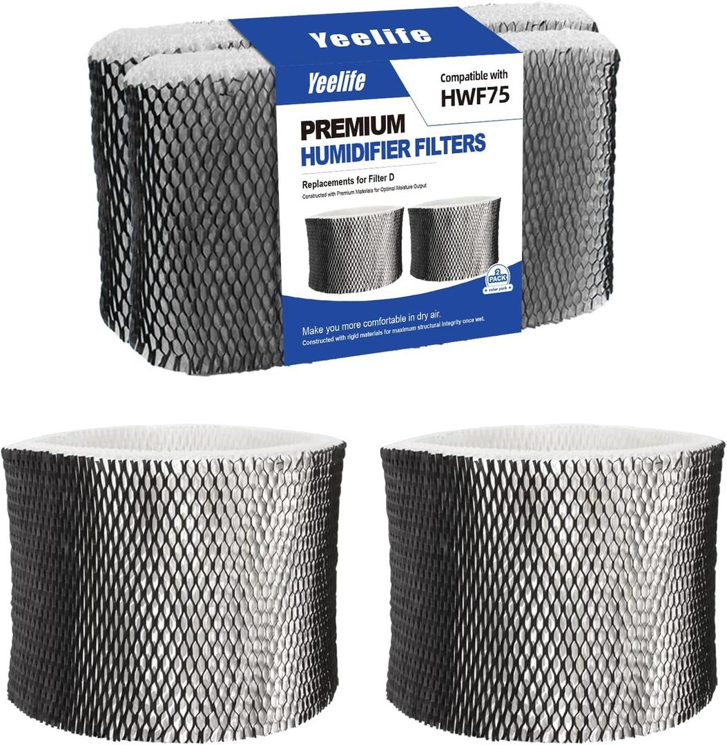 HWF75 Humidifier Filter Replacements for Holmes HWF75CS, HWF75PDQ-U, Filter D, Sunbeam Cool Mist Humidifier Filter SCM3501, SCM3502, SCM3656, SCM3657, SCM3609P (2pack)