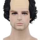 karlery Short Curly Black Fits Old Man Bald Cap Wig Halloween Cosplay Anime Costume Party Wig (Black)