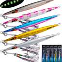 Goture 5pcs Vertical Fishing Jigs - Saltwater, Luminous Slow Jigging with Japan Import Laser Lead Vertical Jigs 2.82/5.64/7.05 Oz