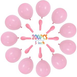 BEISHIDA 200 Pcs 5 Inch Pastel Pink Balloons Small Baby Pink Balloons Mini Light Pink Macaron Party Latex Ballons Round Baloons for Birthday Wedding Bridal Baby Shower Anniversary Party Decorations